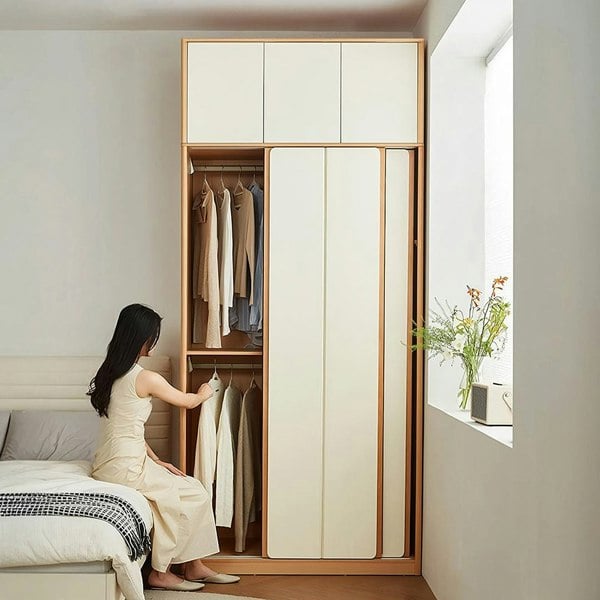 Soriano Sliding Door Wardrobe, Wood with oak radiator cabinet