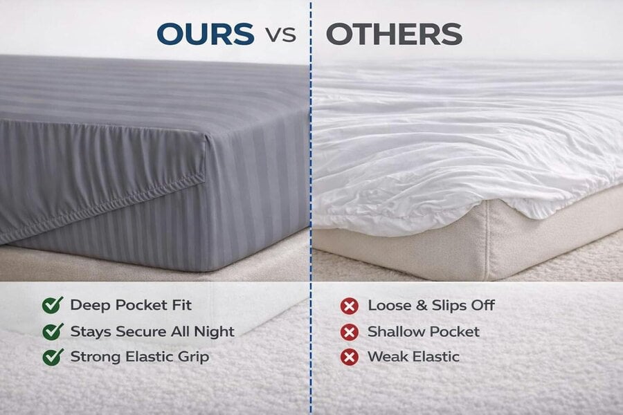 Night Zone Embossed Stripe Extra Deep Fitted Sheet 40cm – Brushed Microfibre Soft Bed Sheet