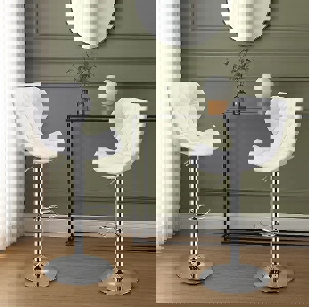 Modcraft Set of 2 Adjustable Swivel Bar Stools with Backrest Gas Lift Kitchen Breakfast Chairs