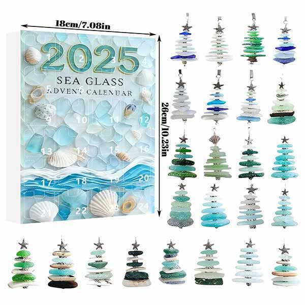 Leaper Acrylic Sea-Glass Christmas Tree Ornament Countdown Calendar