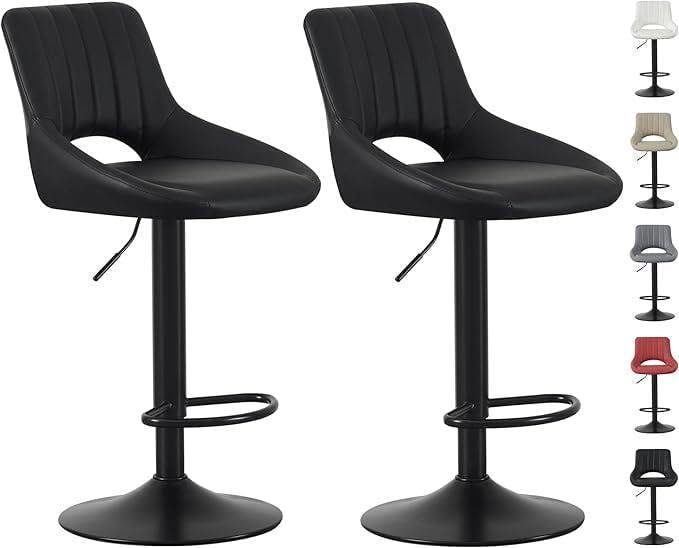 Set of 2 Height Adjustable Kitchen Bar Stools Breakfast Chairs with Footrest Stacey