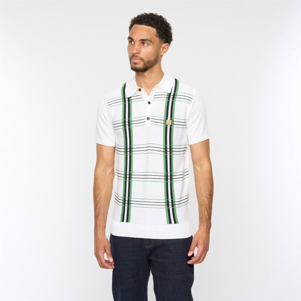 Gabicci V54GM01 Mens Searle Short Sleeve Pattern Knitted Polo Gabicci Vintage - WHITE