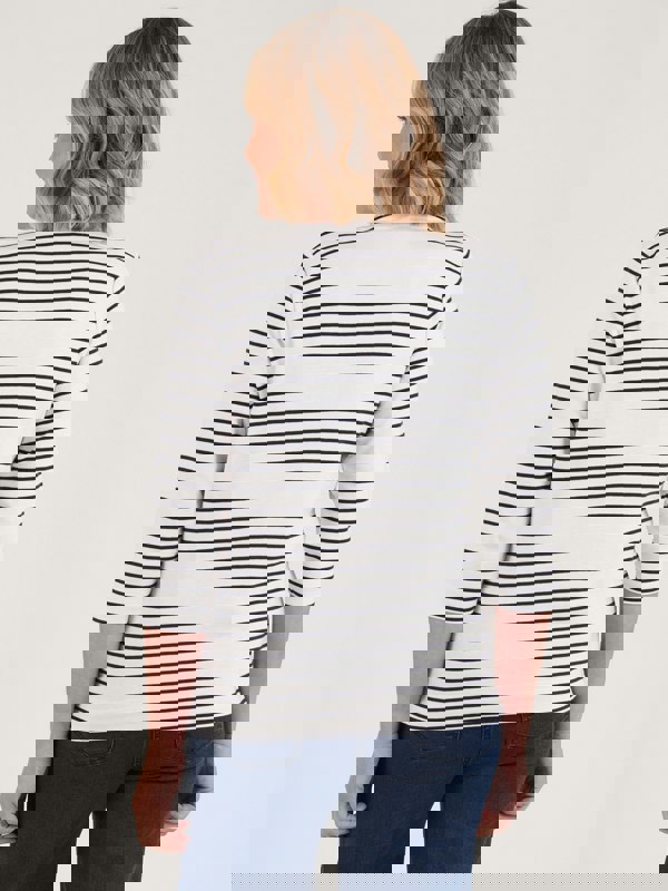 PennyPlain Stripe Square Neck Top- Ivory/french Navy