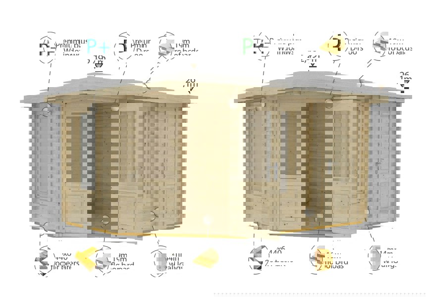 Shire Rita 10x14 Log Cabin Corner Office and shed mulitroom 44mm cladding - Best Shed