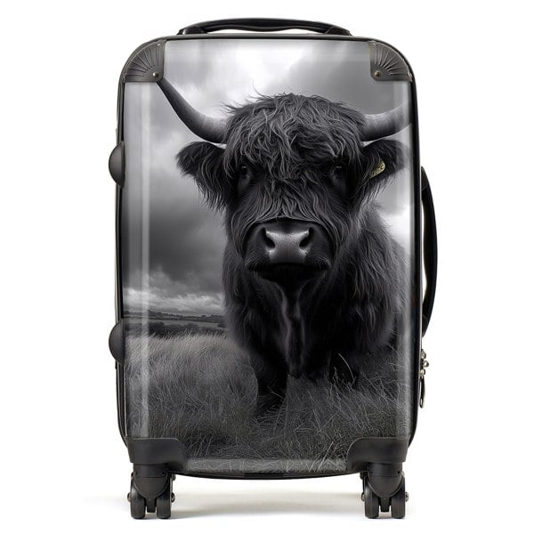 Warren Reed Black And White Highland Cow Suitcase