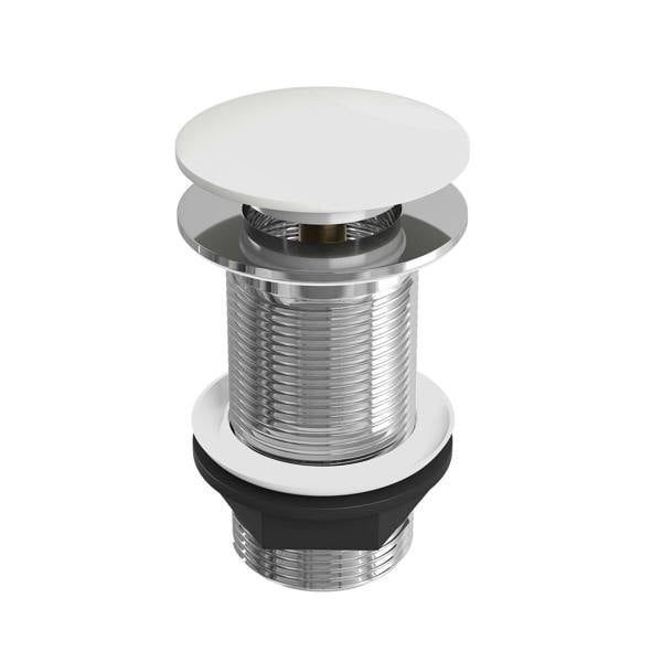Flode Ceramic Push Button Click-Clack Basin Waste - Unslotted - G1 1/4" - Porcelain White Finish