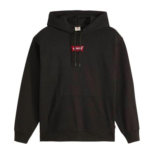 Levis Mens Batwing Logo Cotton Blend Relaxed Fit Hoodie - Black - 