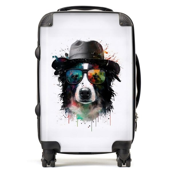 Warren Reed Border Collie Dog Splashart Suitcase