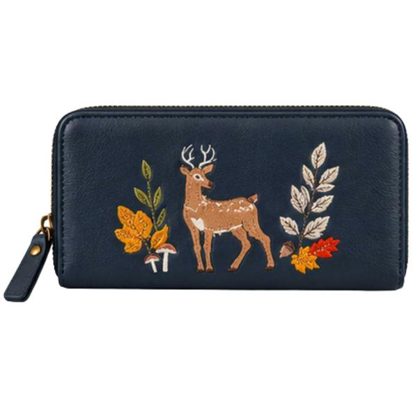Fores Collection Ladies Embroidered Stag Purse Woodland Zip Around Wallet