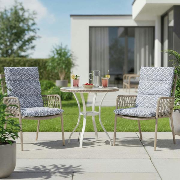 Gardenwize Pair of Outdoor Seat Cushion – Geo Full Length Chair Pad