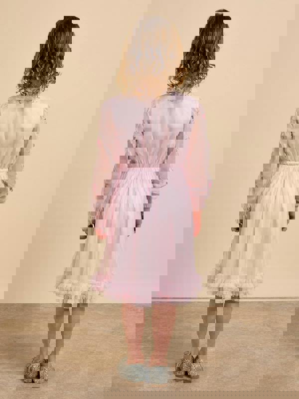 GWD Cardi Pink Embroidered Mesh Dress