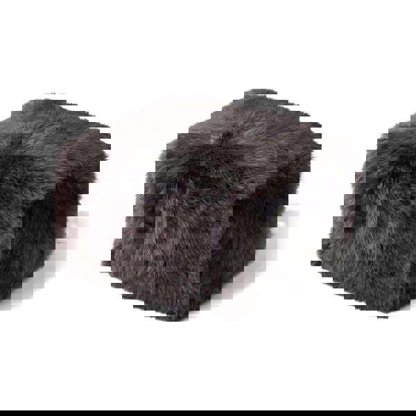 Long Wool Sheepskin Pouf Walnut