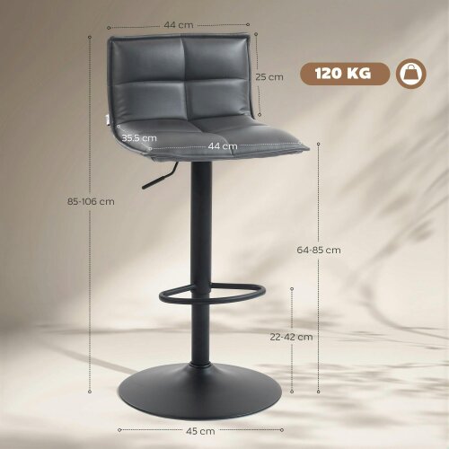 Wyld Haus Miha Set Of 2 Dark Grey Modern Faux Leather Bar Chairs