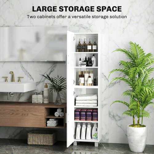 Wyld Haus Valatti Freestanding Tall Bathroom Storage Cabinet With Adjustable Shelves And Double Doors