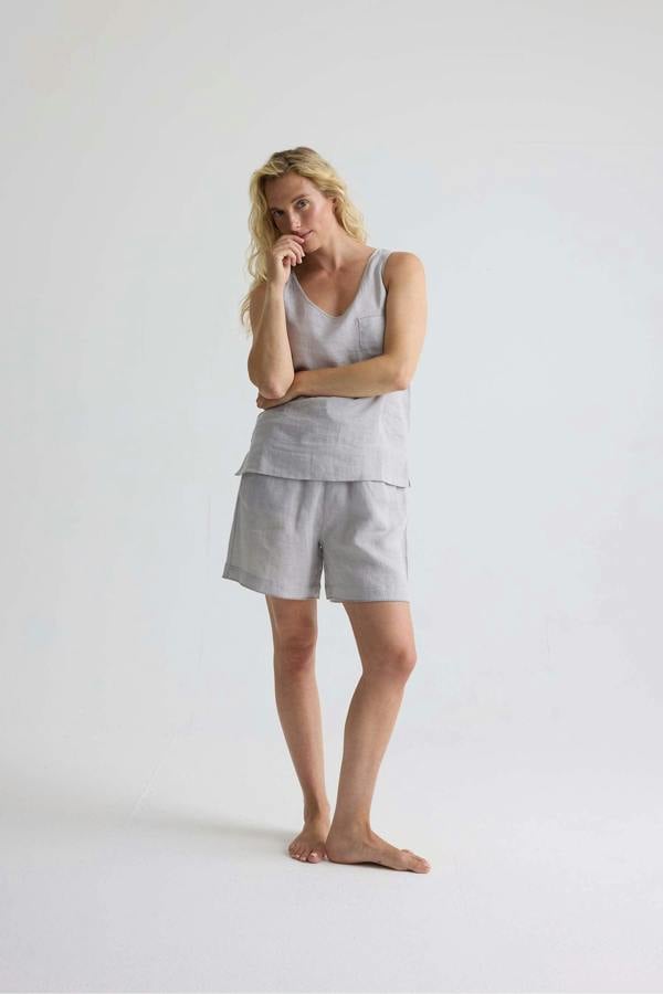 Pretty You London Relaxed Linen Shorts In Harbor Mist