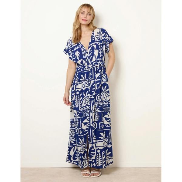 Blue Vanilla Tropical Block Print Dress
