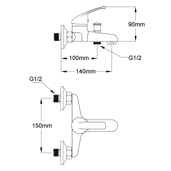 Berkfield Bath Shower Mixer Tap Kit Chrome