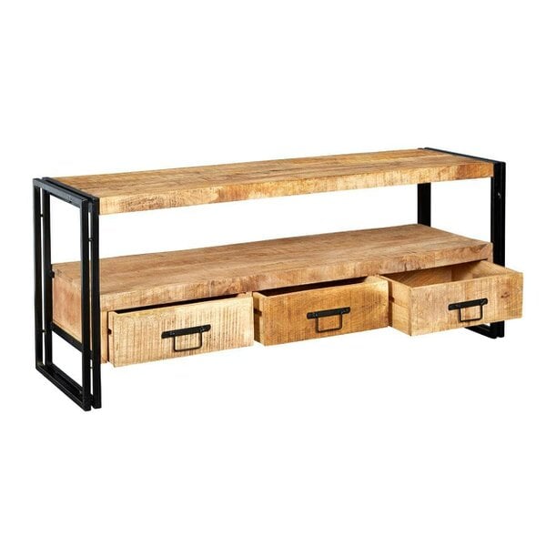 Wyld Haus Toivakka Industrial Reclaimed Wood and Metal TV Unit 3 Drawers