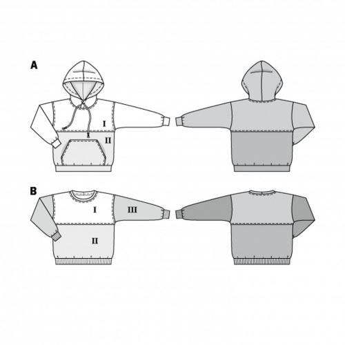 Burda Sewing Pattern 9301 Hoodies and Tops For Kids and Teenagers, 122cm-164cm - Easy