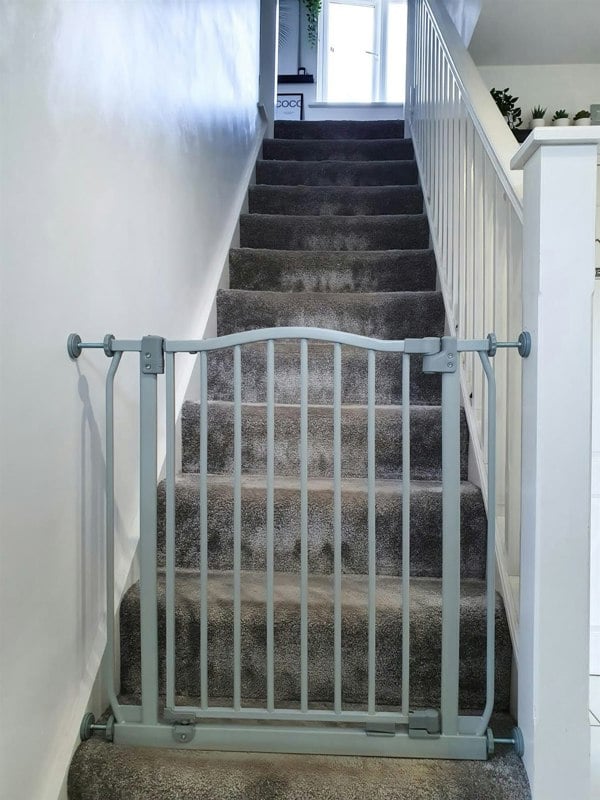 Safetots Curved Top Safety Gate, 71cm - 80cm, Matt Grey, Pressure Fit Stair Gate