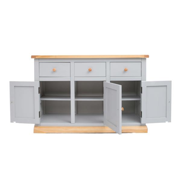 Cabinet Bits Bomporto Light Grey 3 Drawer 3 Door Sideboard Wood Knob