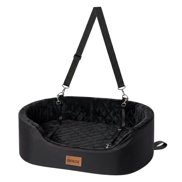Skylos Dog Car Seat Large Booster Bed for Cars Travel SUV Black Soft Oxford