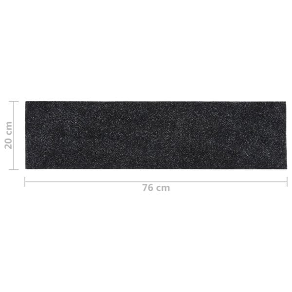 Berkfield Self-adhesive Stair Mats Rectangular 15 pcs 76x20 cm Black