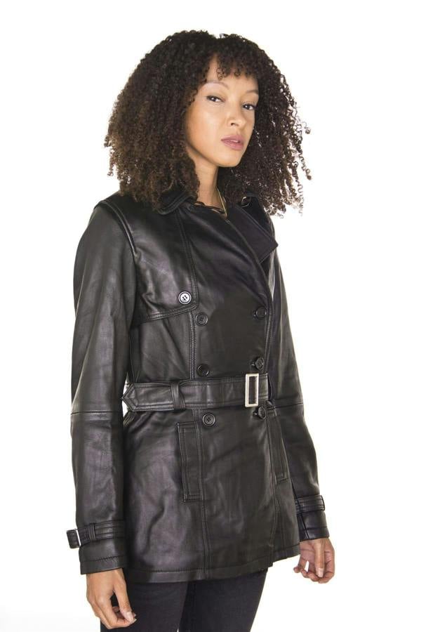 Infinity Leather Womens Nappa Leather Trench Coat-Mosul