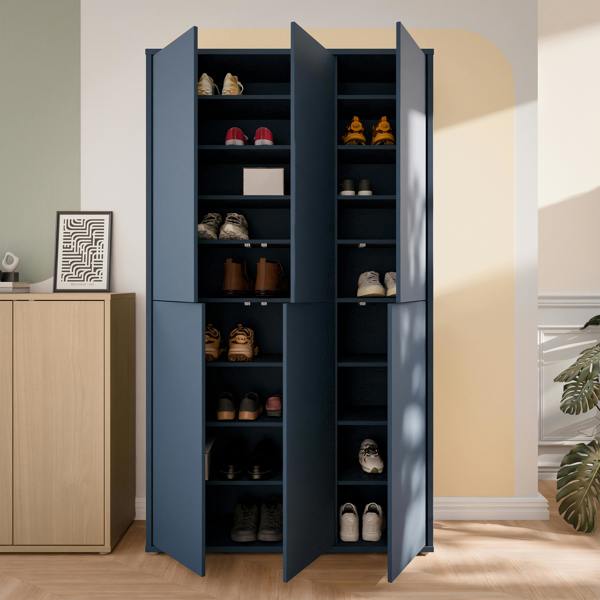 Furniture To Go Alice Springs Tall Shoe Cabinet with 6 Doors Push-to-Open in Night Blue