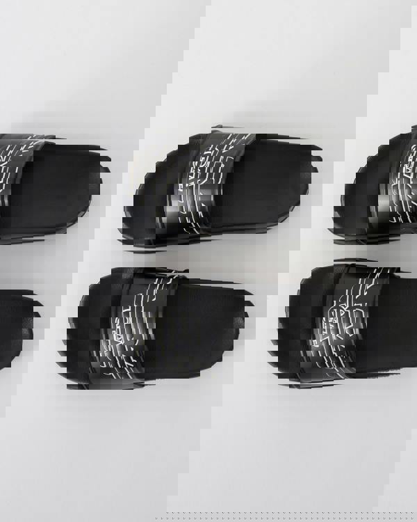 top of Emporio Armani Mens PVC Pool Slides with Eagle Logo in Black and Whisper White