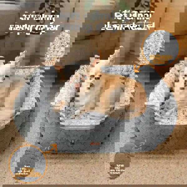 Skylos Pet Dog Cat Calming Bed Comfy Puppy Fluffy Cushion Plush Washable Large