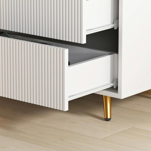 Wyld Haus Refa Wooden White Elegant 4 Drawer Bedside Storage Table