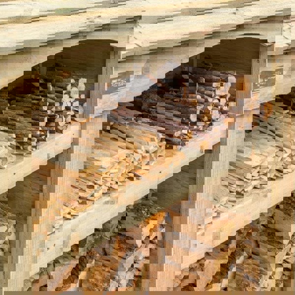 Premium Double log store with kindling shelf, tanalised timber