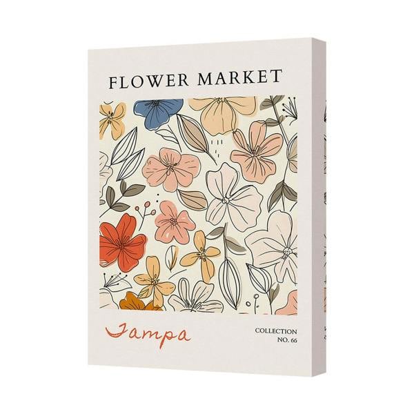 Benjamin Tate Design Flower Market Canvas Art Print Contemporary Floral Wall Art In Deep Wood Frame