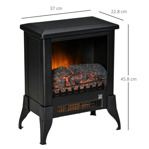 Bobobiy Electric Fireplace Stove, Free Standing Fireplace Heater with Realistic Flame Effect, Dual Power Settings (1800-2000W), Black