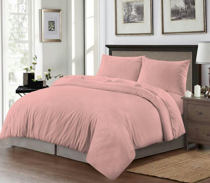 Night Zone Embossed Stripe Microfibre Duvet Cover Set – Soft Touch Hotel Style Bedding