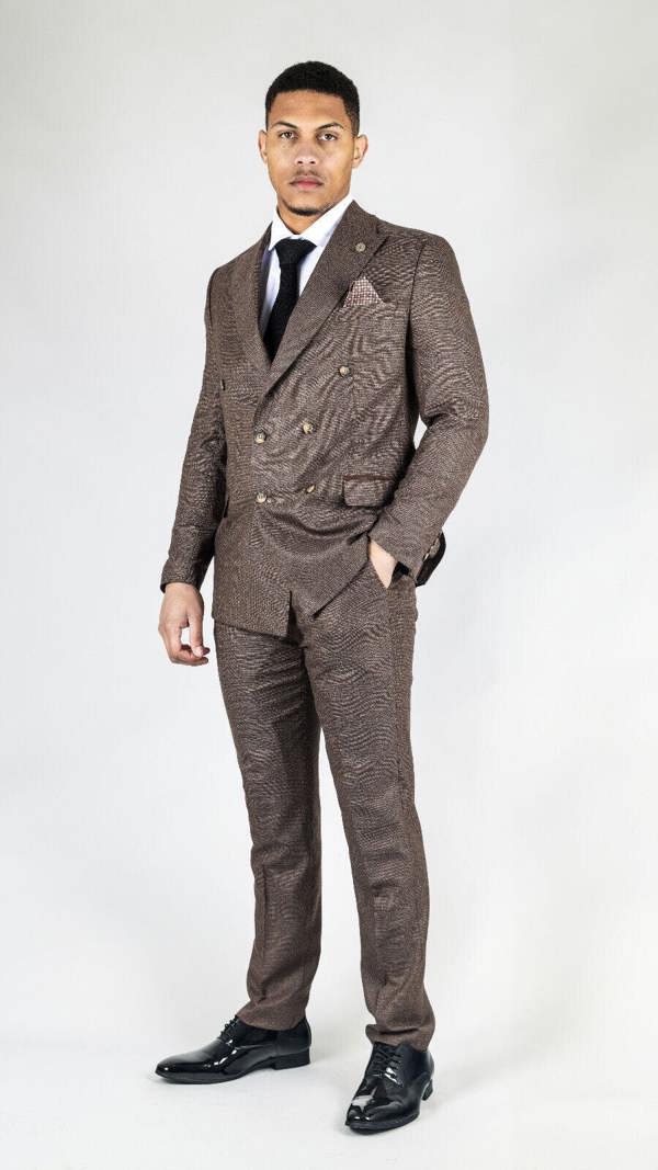 TruClothing Men's Classic Brown Double Breasted 2-Piece Suit