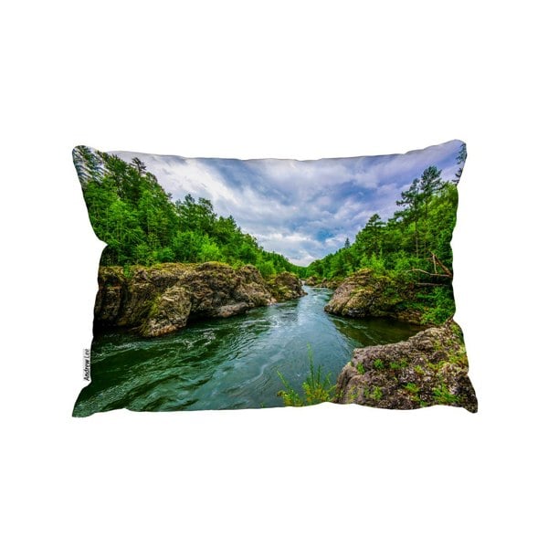 Benjamin Tate Design River In Mountain Forest Landscape (Outdoor Cushion)
