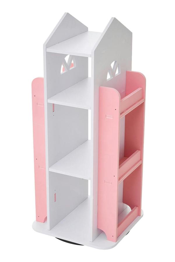 Living and Home 4-Tier Castle Rotating Bookshelf Storage Rack Organiser