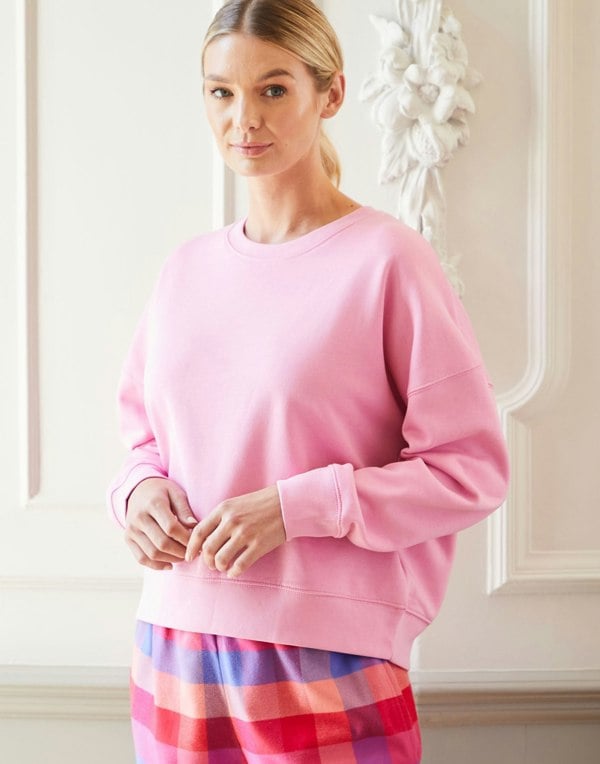 British Boxers Women's Lounge Organic Cotton Sweatshirt - Bubblegum