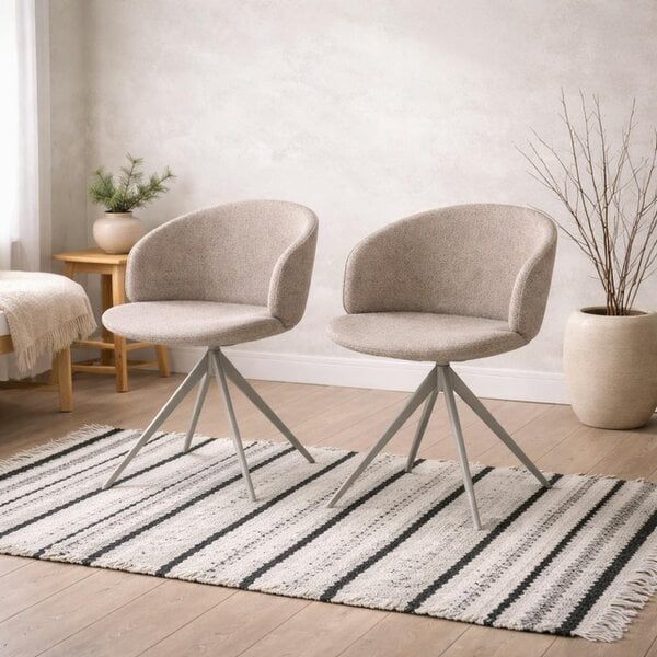 Wyld Haus Valley Beige Boucl? Fabric Swivel Dining Chair