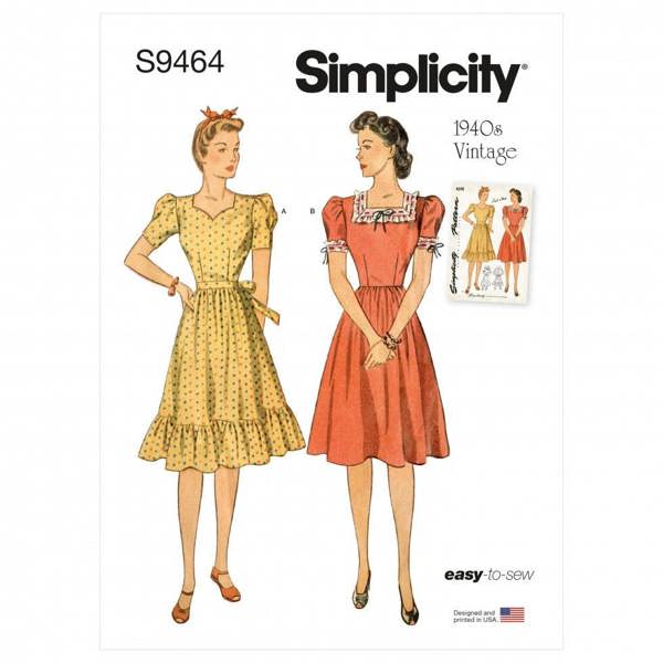 Simplicity Sewing Pattern 9464, Dresses, Vintage Style for Women, H5 (6-8-10-12-14) - Easy