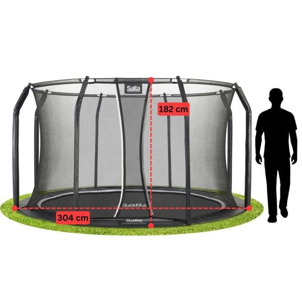 10ft Salta Black Royal Baseground Round Trampoline with Enclosure