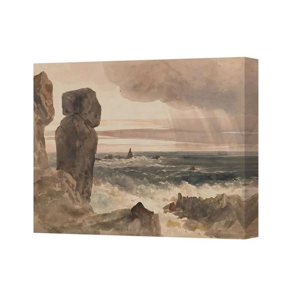 Benjamin Tate Design Coastal Seascape Canvas Wall Art Print With Ocean Waves And Rocks