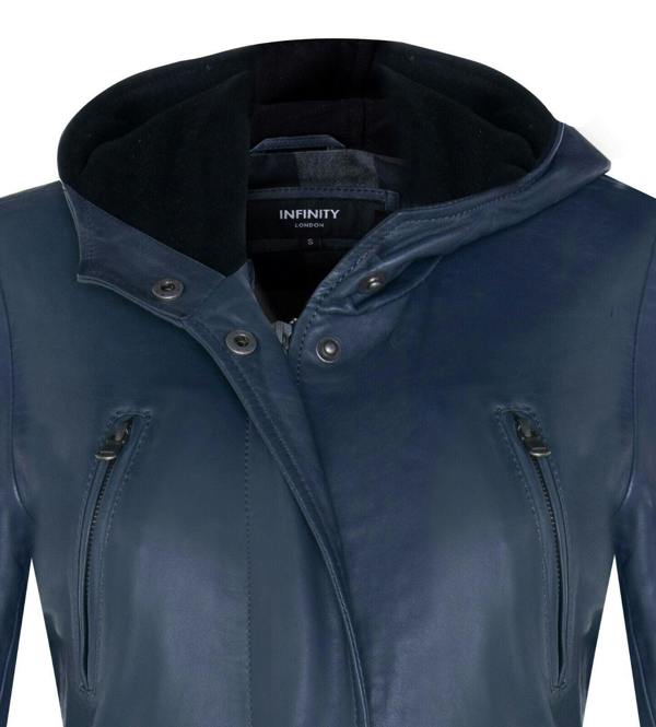 Infinity Leather Womens Leather Hooded Parka Jacket-Bucharest