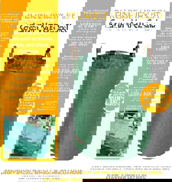 KAV Heavy Duty Garden Waste Bags - Large Garden Bag with Handles - Waterproof Rubbish Refuse Sacks - Pack of 3 (Green)