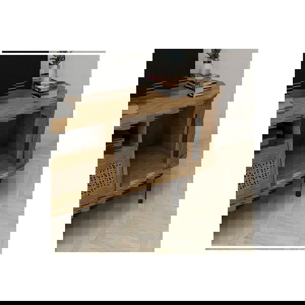 An image showing the inside of  1 of the TV units cupboards.