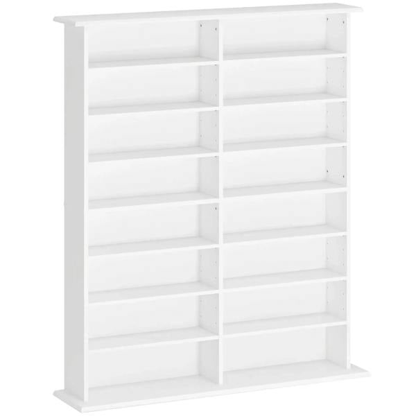 White media shelf with 16 open cubbies