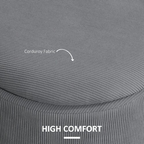 Wyld Haus Seleco Set Of 2 Corduroy Grey Round Storage Ottomans