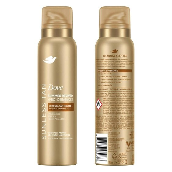 Dove Derma Spa Summer Revived Self Tan Mousse 150ml 2 Pack, Fair-Medium Skin